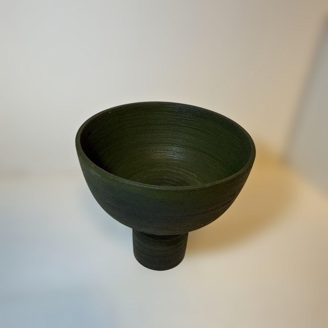 陶芸　茶道具　花瓶　優雅お茶器 陶器製 丸型花器 大きめ