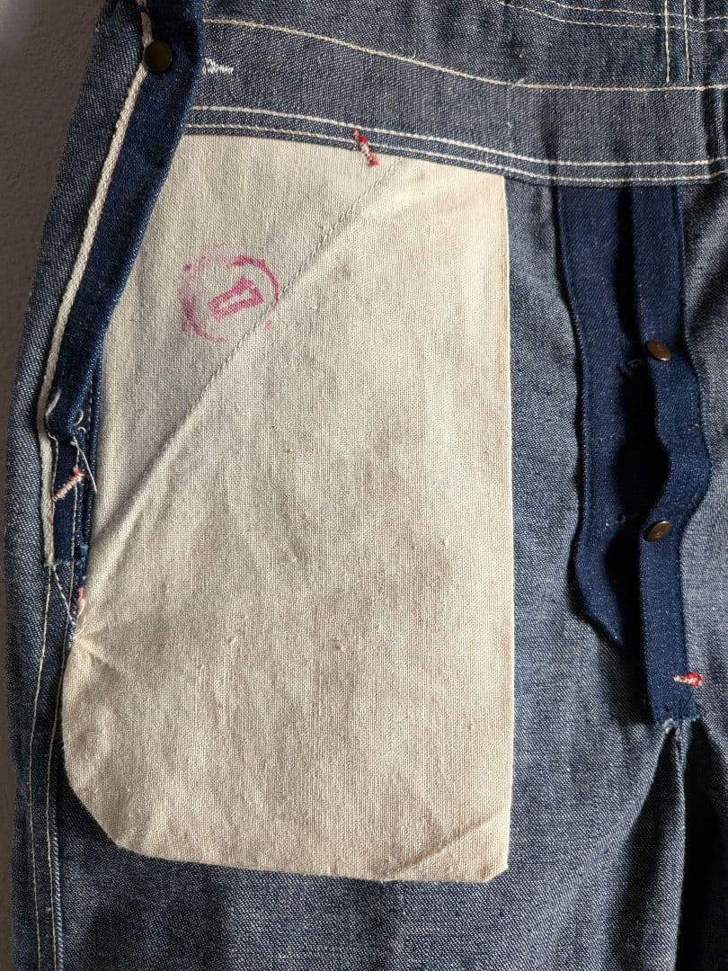 60s　70s　ヴィンテージ　デニム　オーバーオール　ミントコンディション　真紺