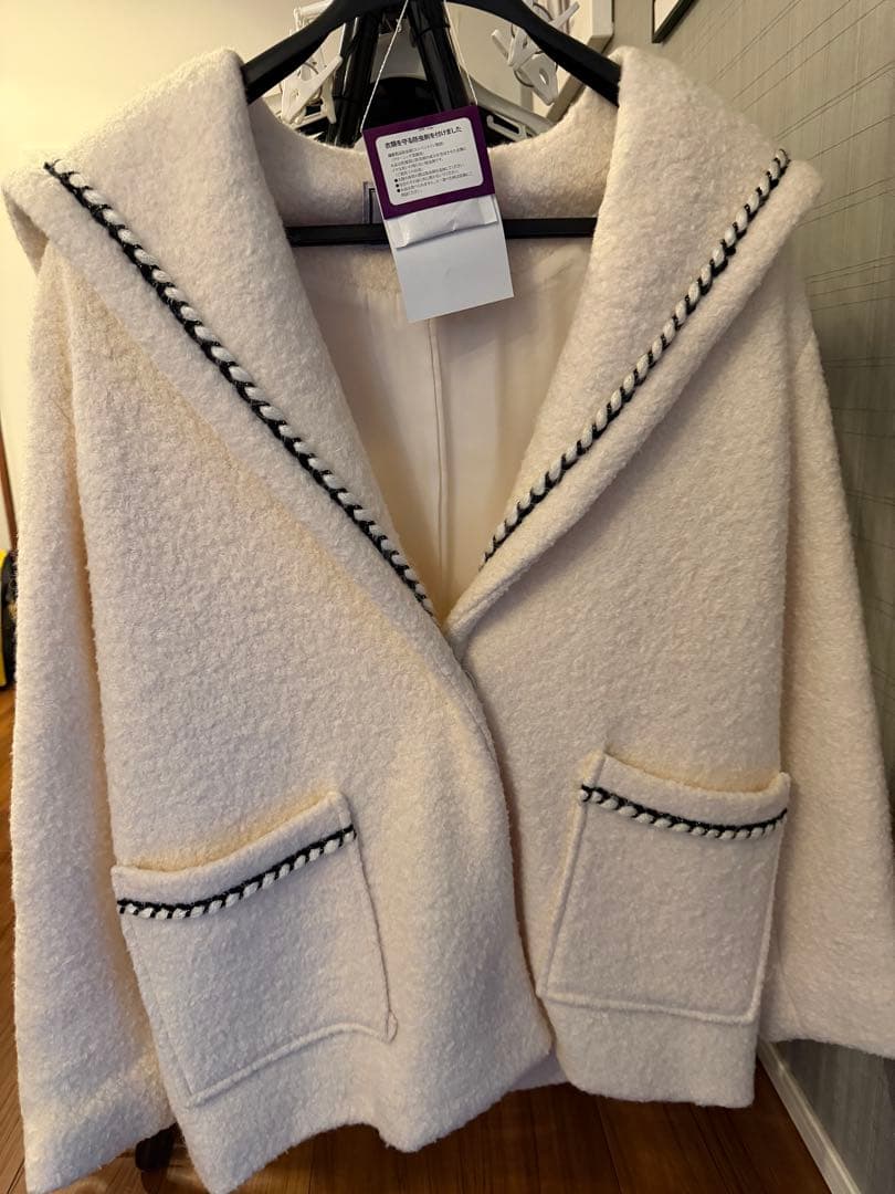 HIAND コート　セーラー襟コート　ホワイト