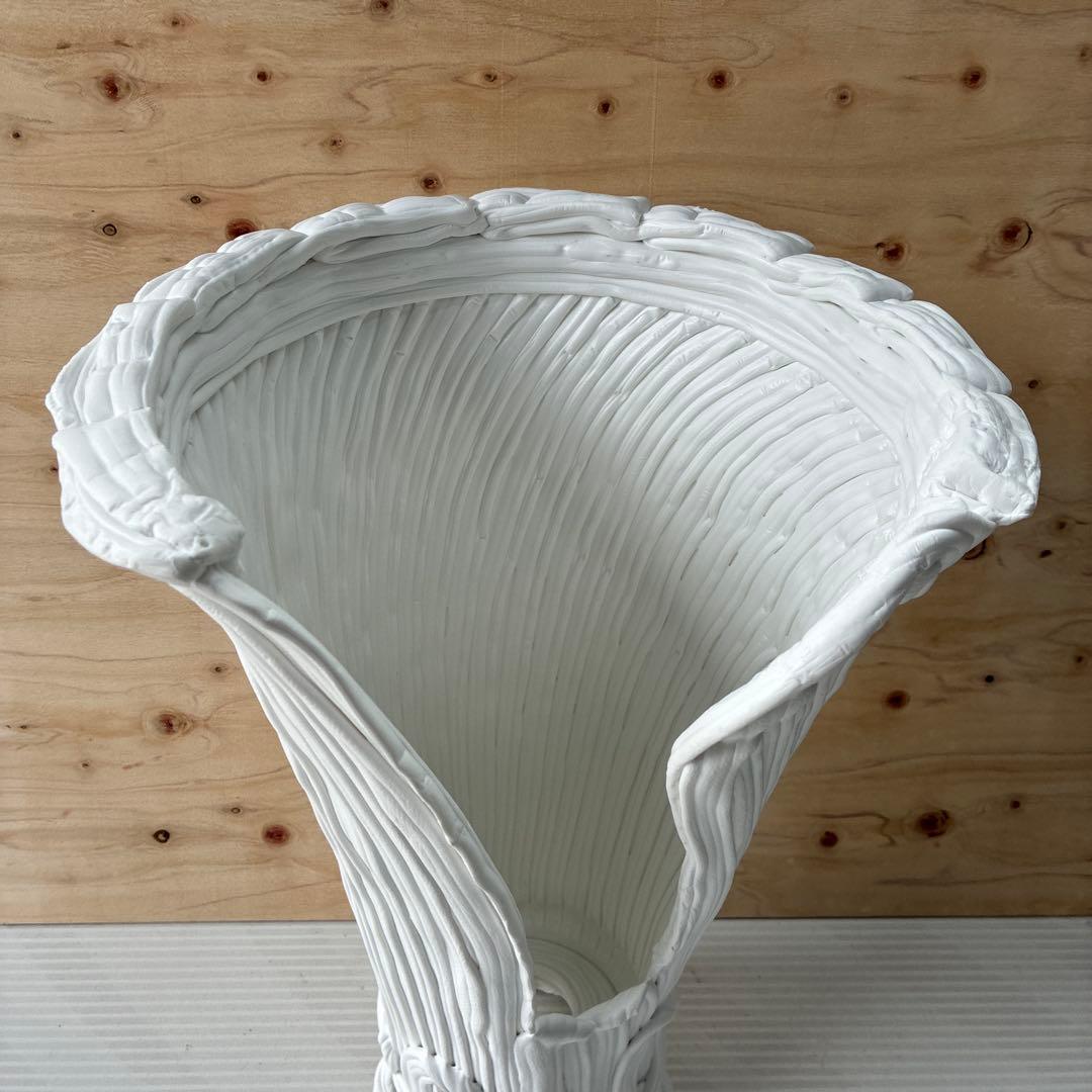 らせん美　紲鉢　綱木紋　植木鉢　観葉植物　ホワイト　スリット鉢　Sスリット