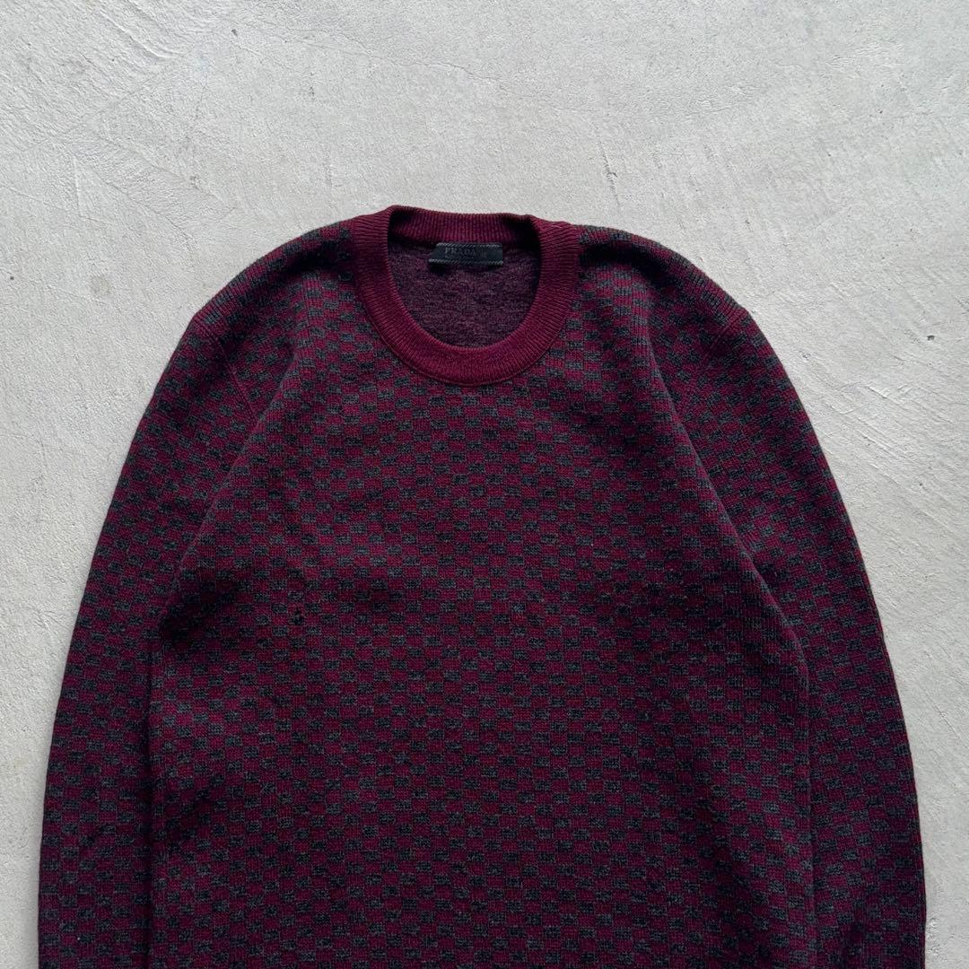 prada check kashmir knit カシミア ニット ボルドー