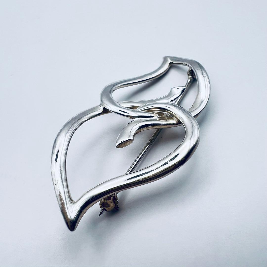 美品　ティファニー　シルバー　ブローチ　ダブル　リーフ