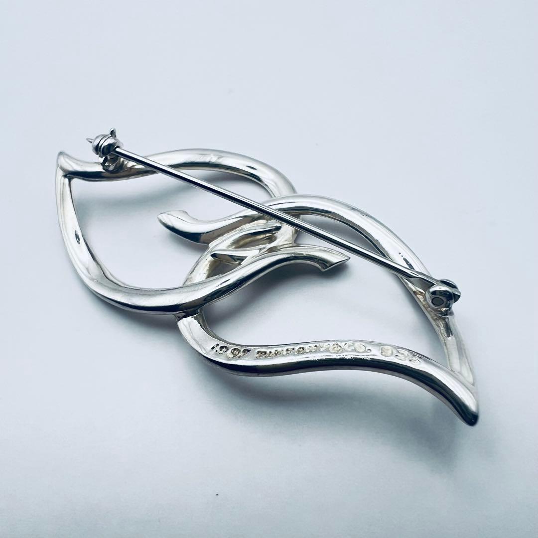 美品　ティファニー　シルバー　ブローチ　ダブル　リーフ