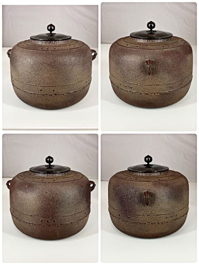 [茶道具] 敬典作　万代屋釜　(共箱) ○