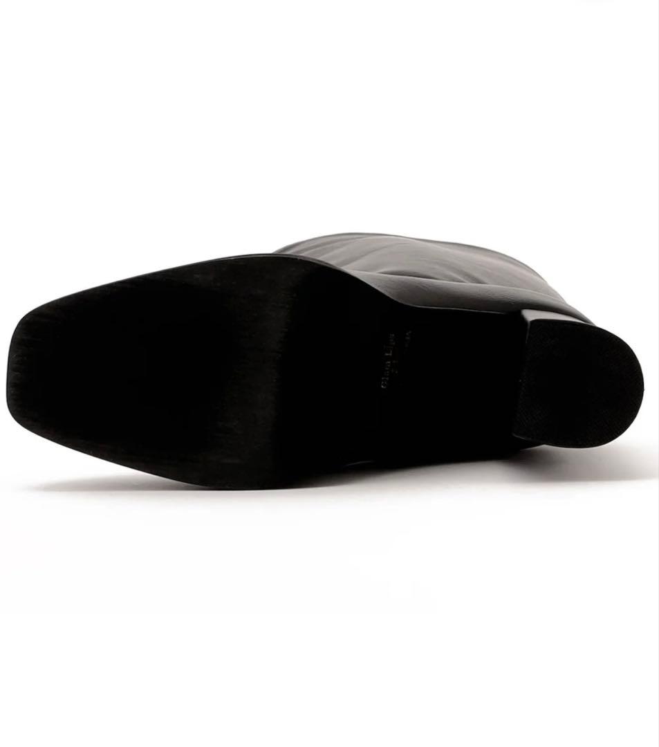 ち*！様 今期大人気完売　新品未使用ECOレザー ダブルピース ロングブーツ