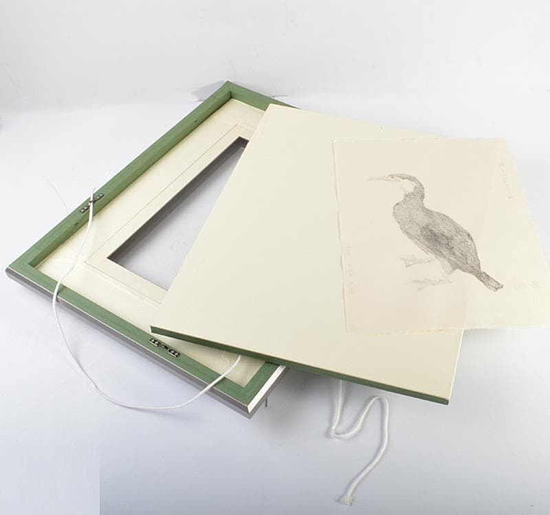 うさぎ　木版画　加藤東一筆　鵜　金閣寺壁画素描　額装　C　R4633C