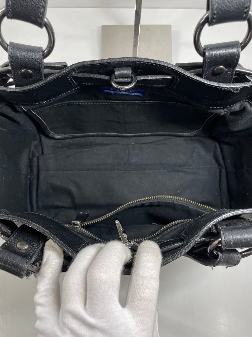 BURBERRY ブラック チェック柄 ハンドバッグ