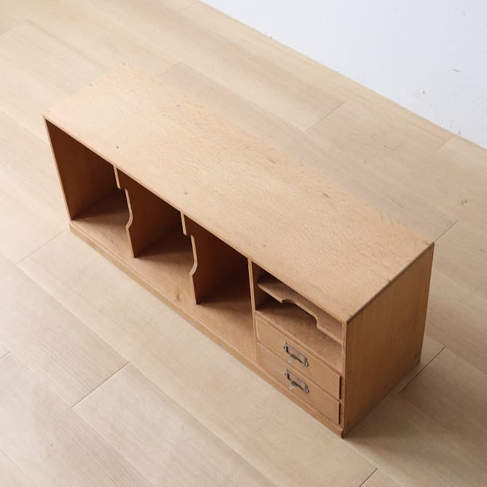 アンティーク 本棚 書棚 無塗装 ナラ材 古家具 昭和レトロ