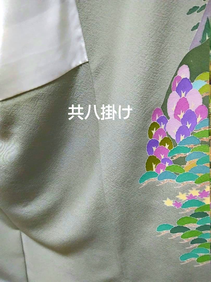 T-302 色留袖 京加賀友禅 一つ紋 袷 樹木 家屋 暈し 落款 美品