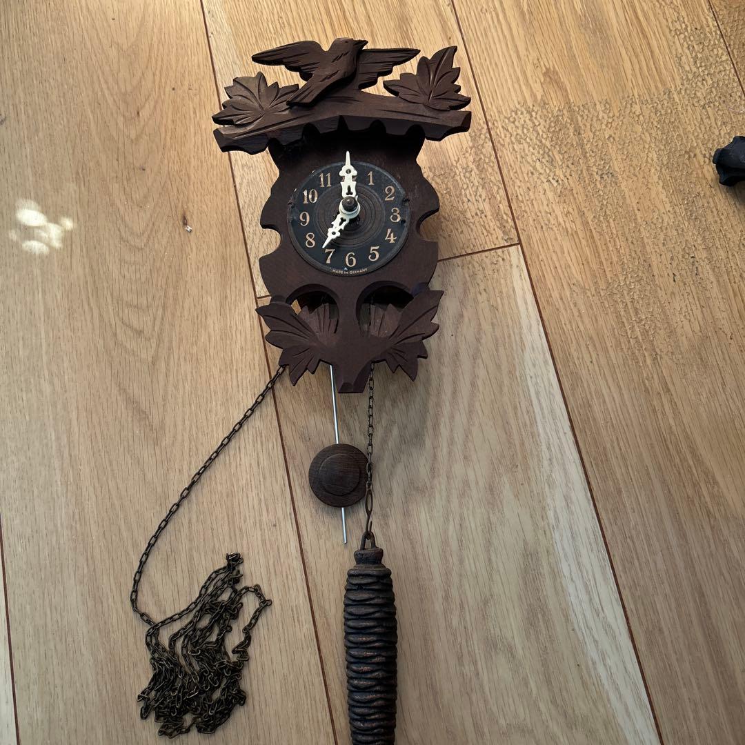 木製柱時計　時代物ミニ柱時計 made in Germany レトロ鳩時計