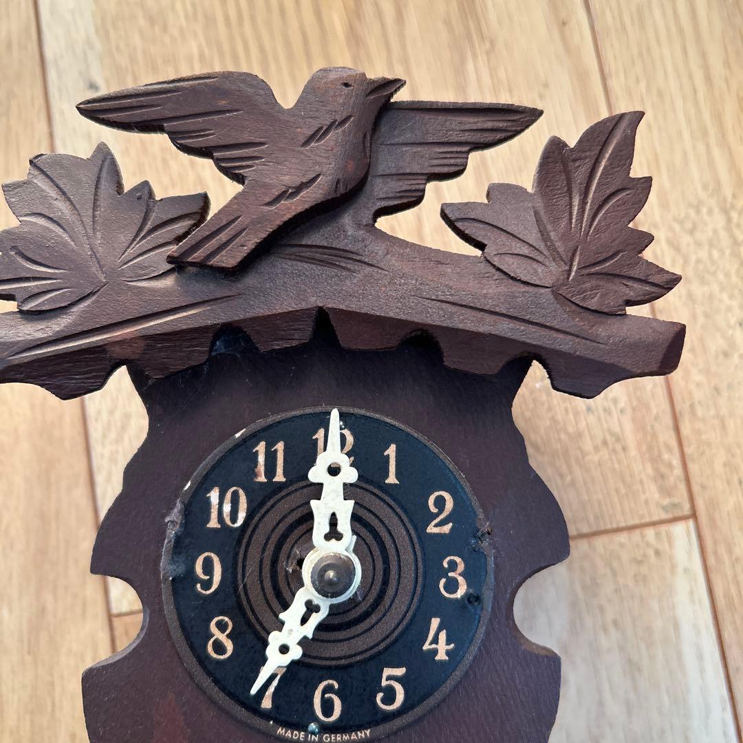 木製柱時計　時代物ミニ柱時計 made in Germany レトロ鳩時計