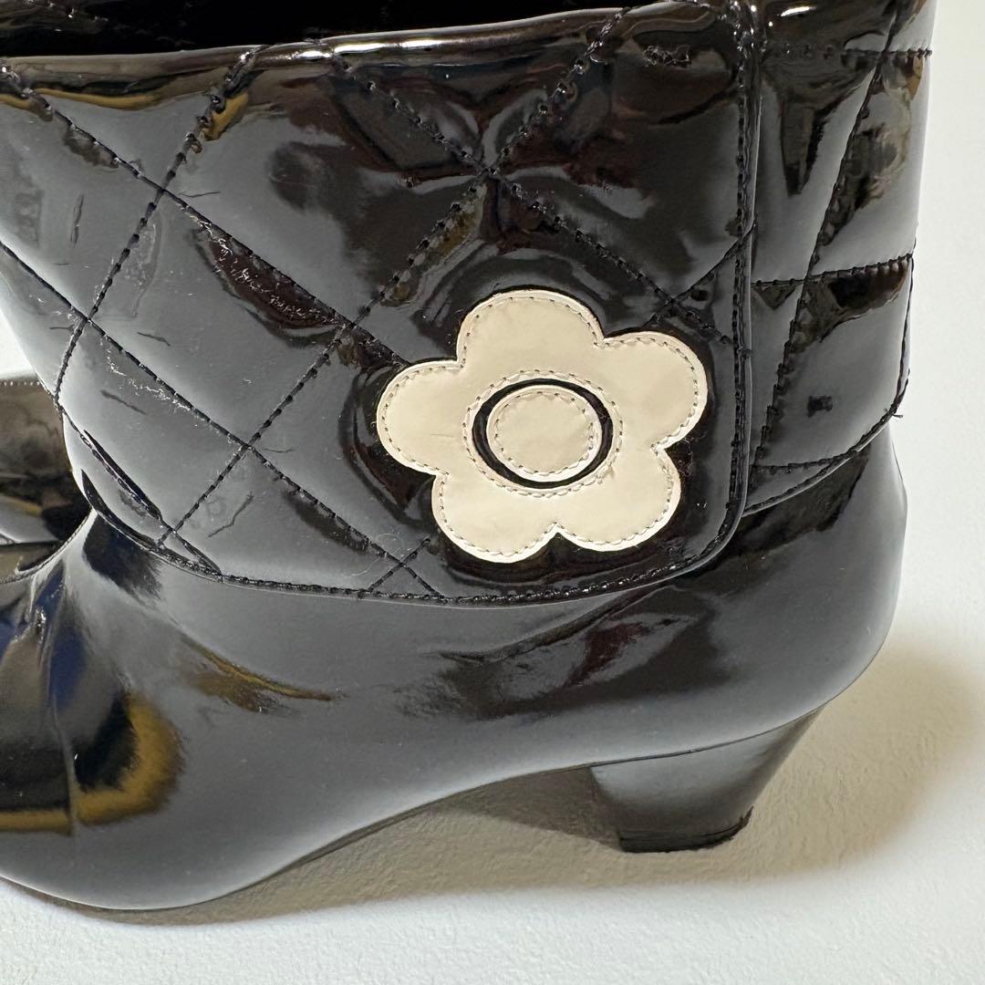 マリークワント キルティング レインブーツ デイジー ブラック M 長靴