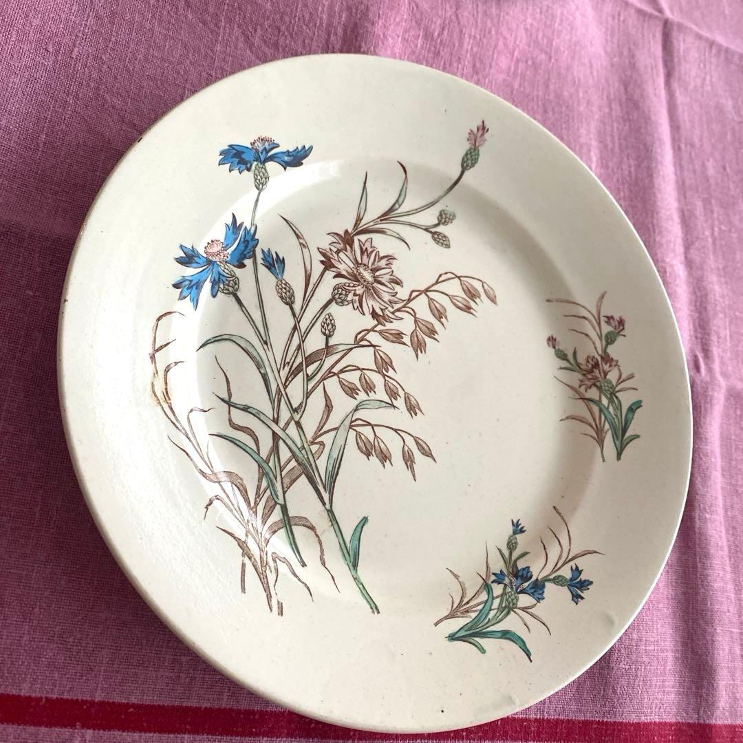 フランスアンティーク　LunevilleリュネヴィルBLEUET　矢車菊皿【C】