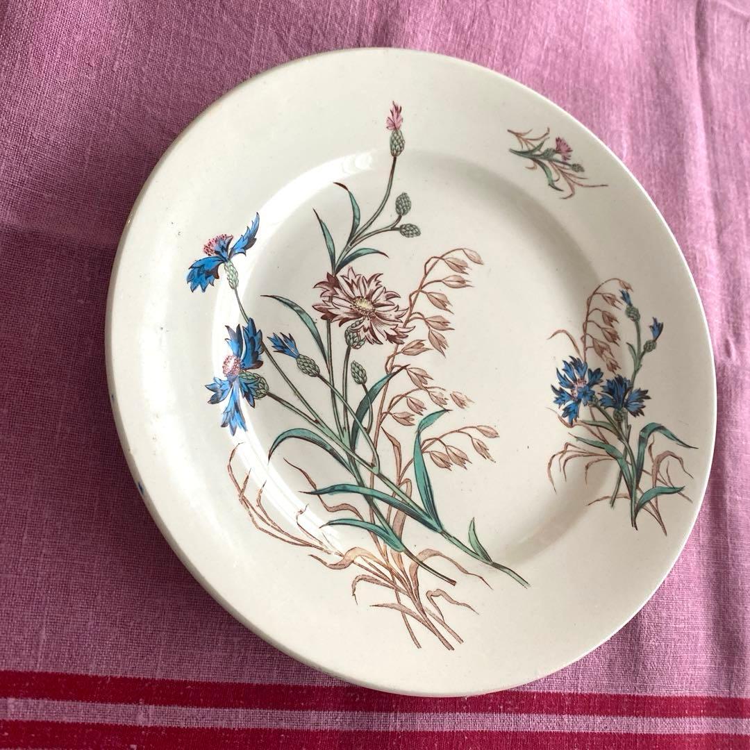 フランスアンティーク　LunevilleリュネヴィルBLEUET　矢車菊皿【C】