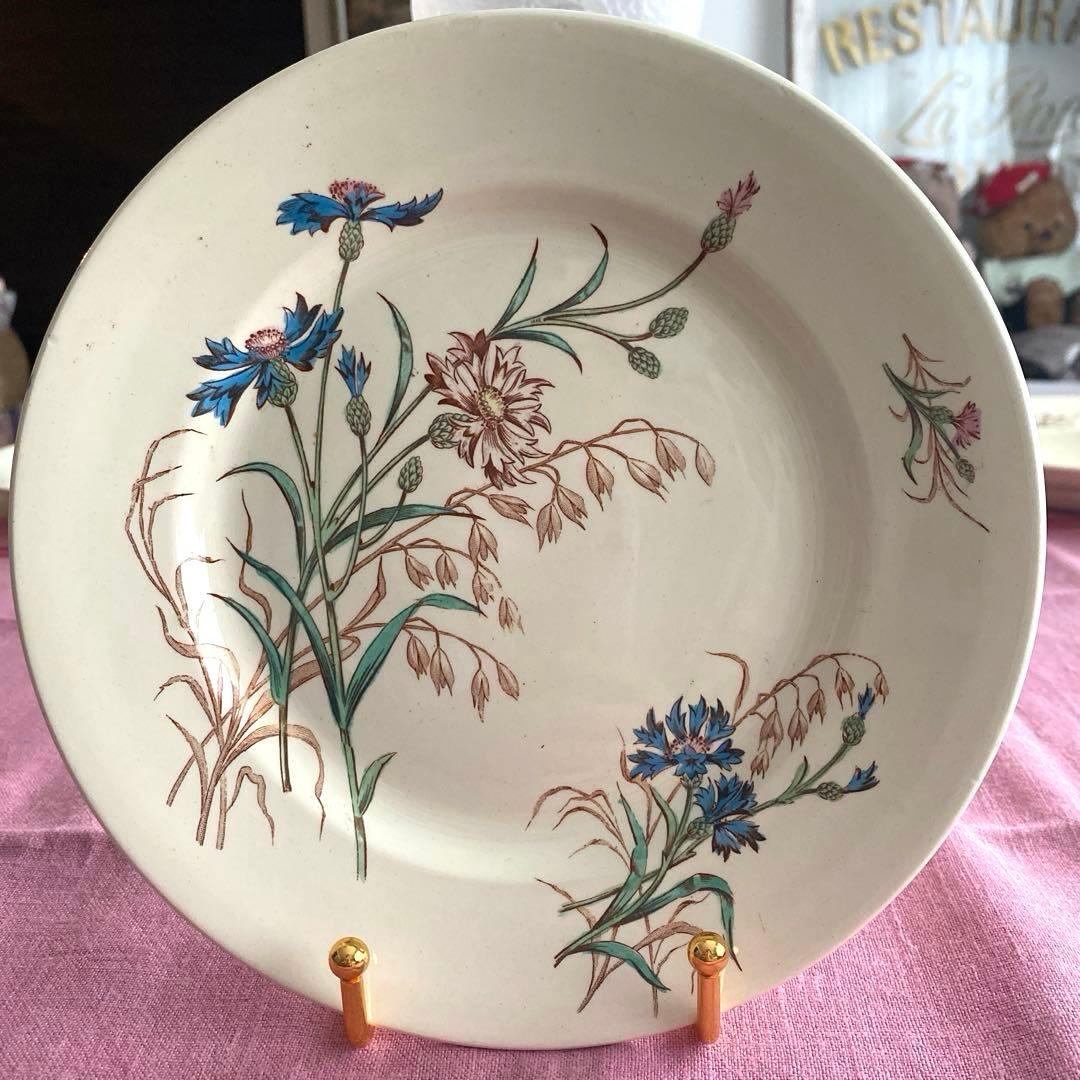 フランスアンティーク　LunevilleリュネヴィルBLEUET　矢車菊皿【C】