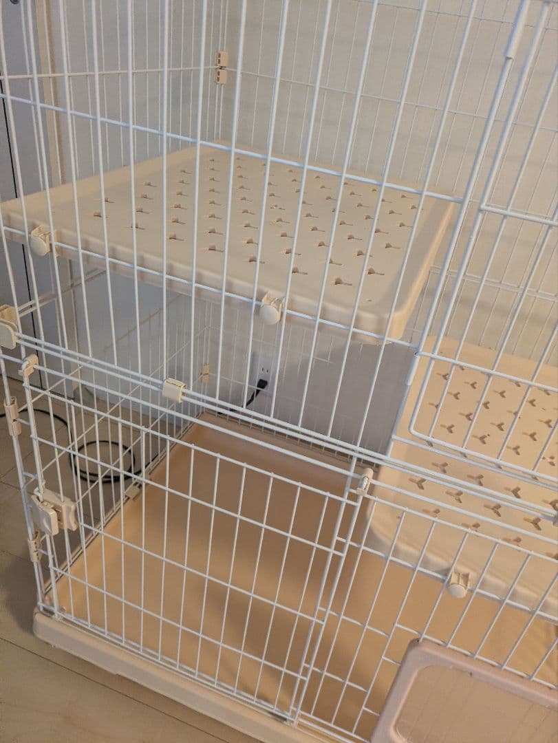 美品　2段　RAKU　猫　ケージ　大型　ゲージ　白