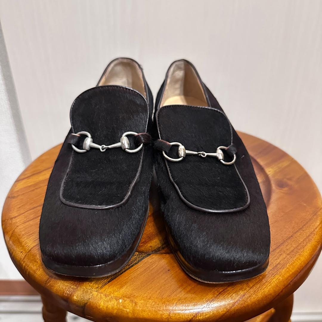 【GUCCI】ハラコ ローファー ブラウン サイズ6 / sh151