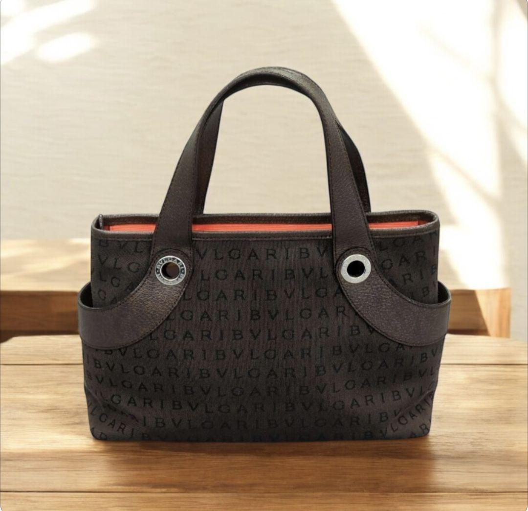 BVLGARI　ロゴマニア　ブラウン　キャンパス☓レザー