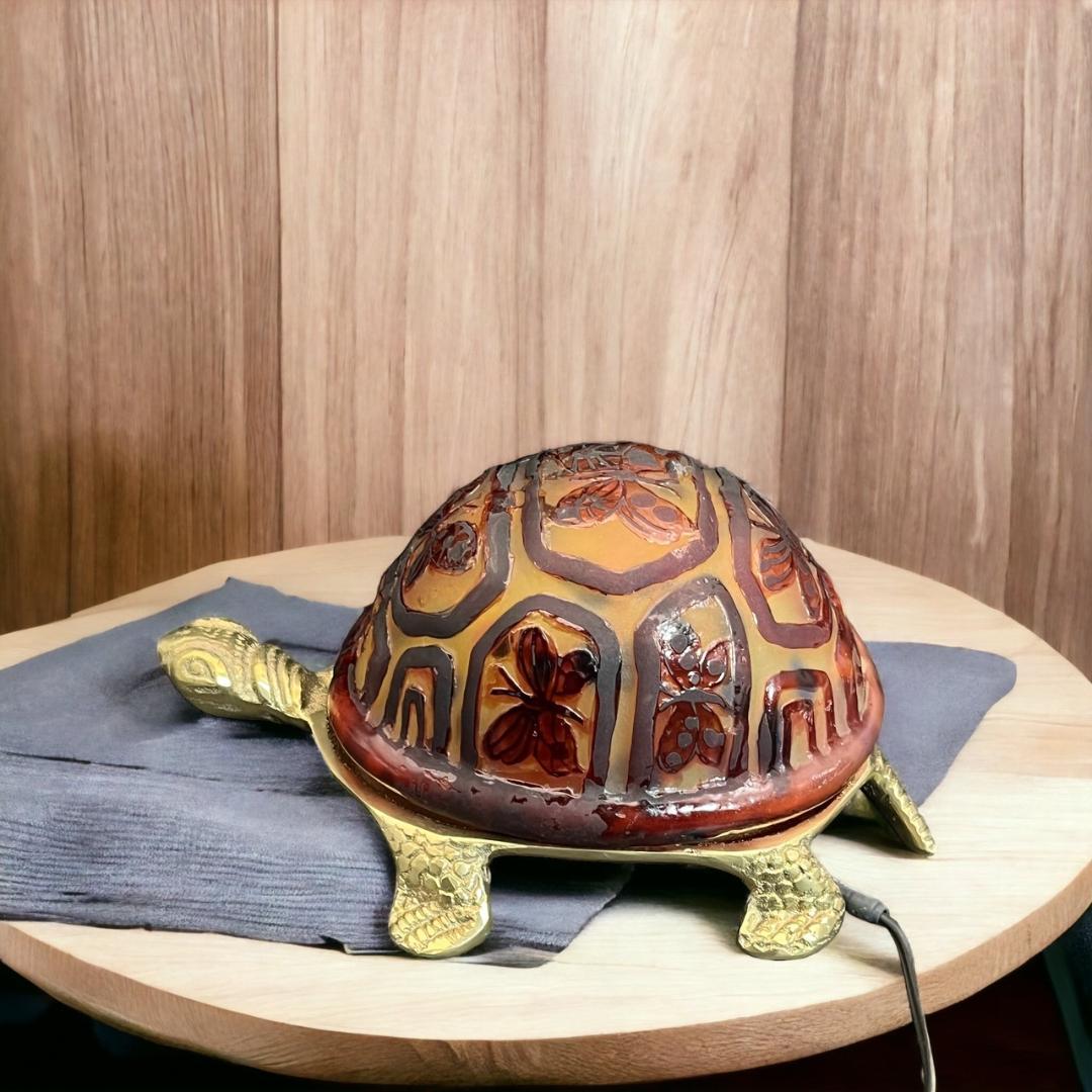 【証明書】エミールガレ　一灯ランプ 　亀紋　カメオ彫り　被せガラス　高さ10ｃｍ