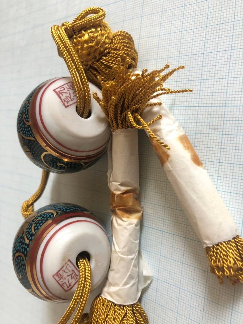 香炉　香合　風鎮　金彩　鉄仙　青粒　手描き　良山作　昭和当時物　陶磁器