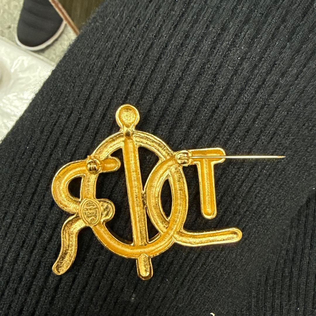 希少 極美品 Christian Dior クリスチャンディオール ブローチ 金
