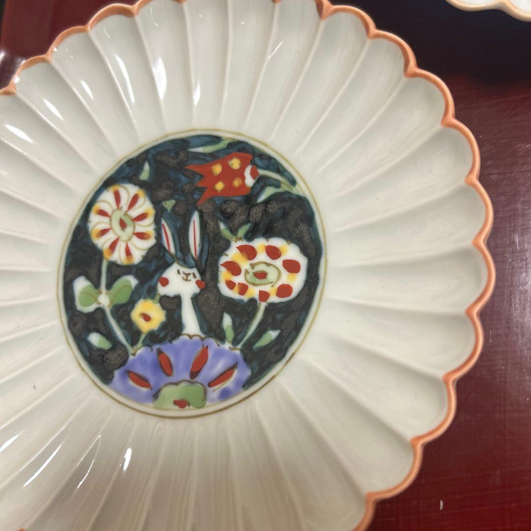 作家　陶芸作家　空萌工房 うさぎ 田口紀美子　菊割皿　2枚セット