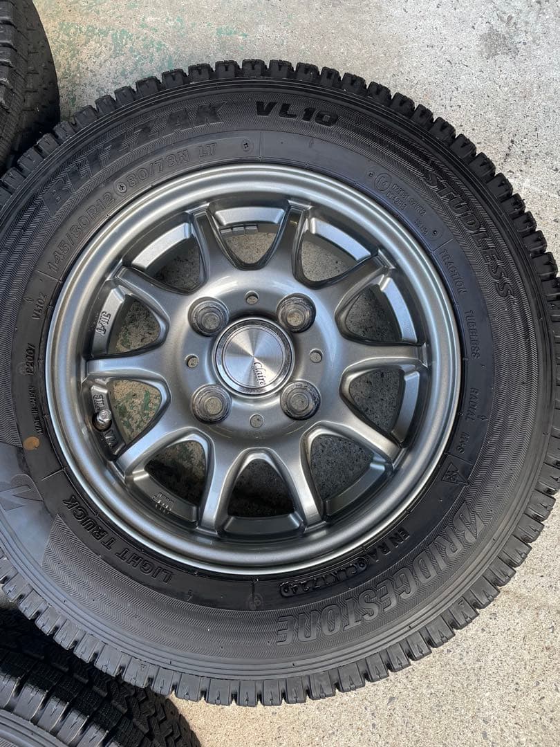 新品並　145/80R12 ブリヂストン　スタッドレス　軽トラ　軽バン　アルミ付