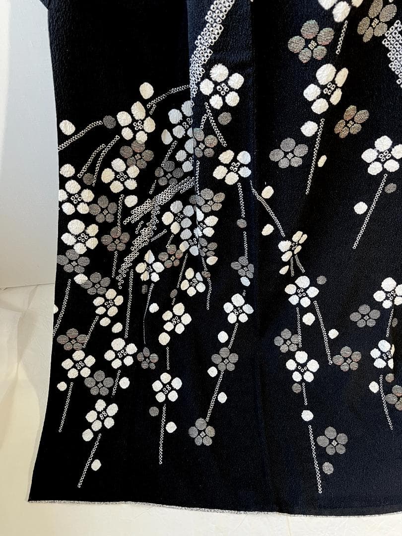 訪問着 絞り 梅枝柄 黒