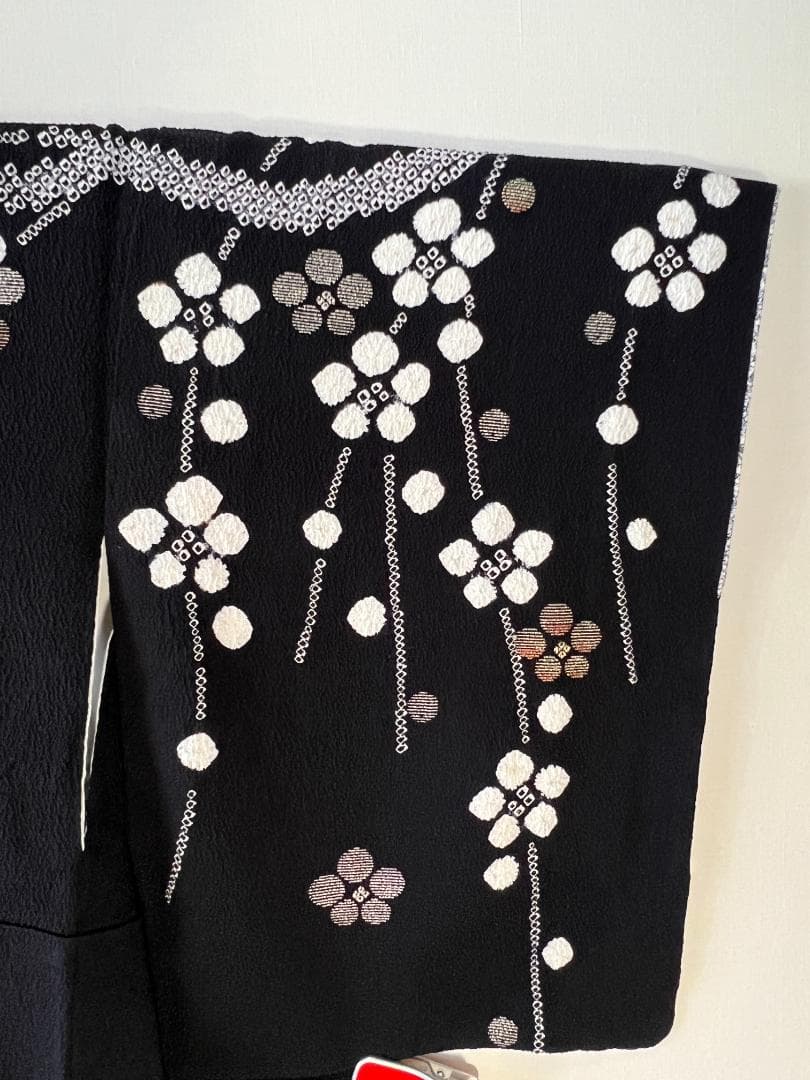 訪問着 絞り 梅枝柄 黒