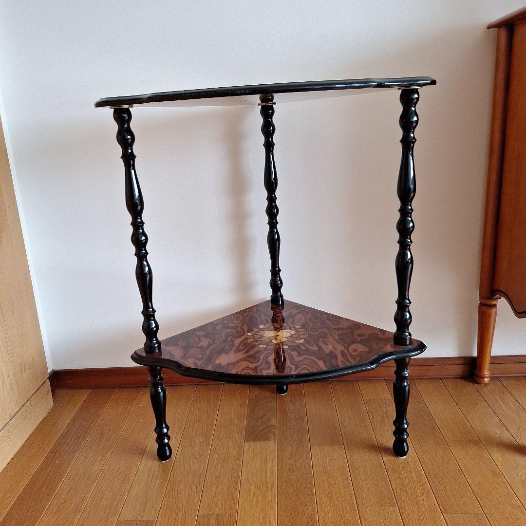 アンティーク調　イタリア製　象嵌コーナーテーブル