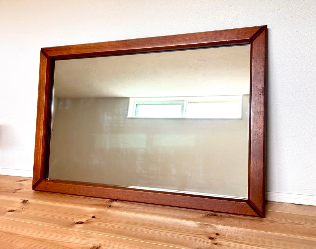 1950年代 ヨーロッパ アンティーク 姿見 木製 スタンドミラー 長方形