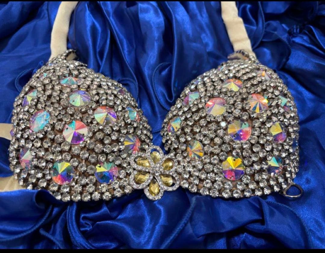 ベリースターズ ベリーダンス衣装 ブラ+ベルト+スカートグリーン 3点セット