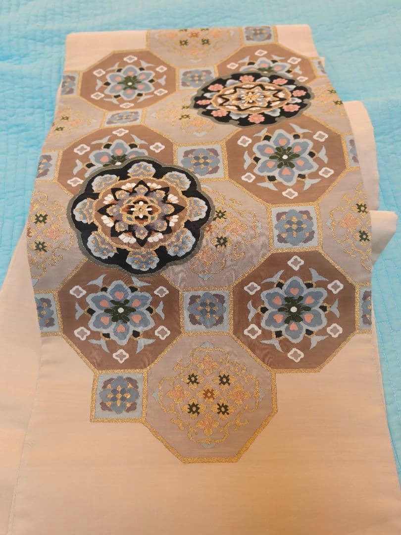 明綴れ　つけ帯　正1唐草文　金糸　正絹