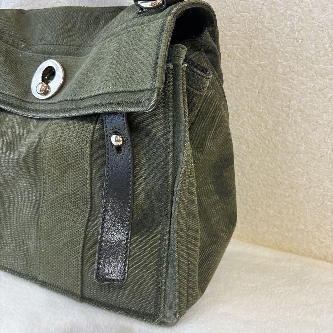 【伊勢丹限定】イヴサンローラン ミューズトゥ ミリタリーキャンバス × レザー