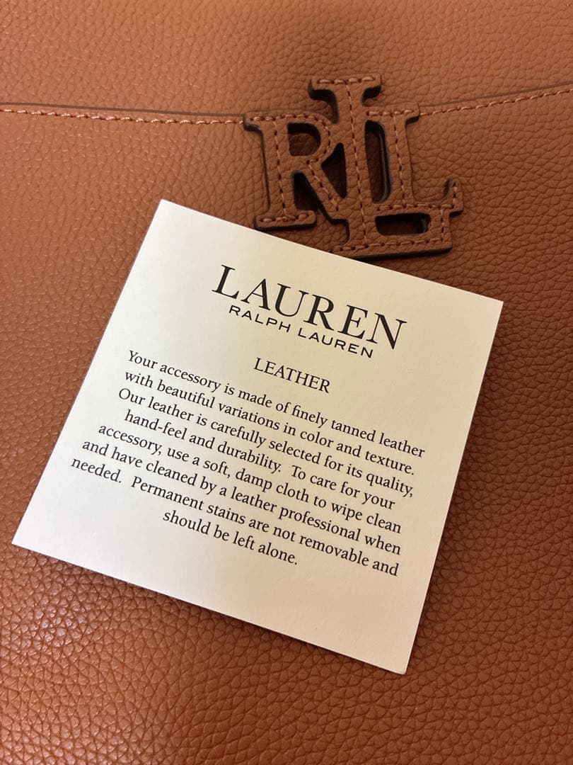 美品LAUREN RALPH LAUREN ショルダーバッグ ロゴストラップ本革