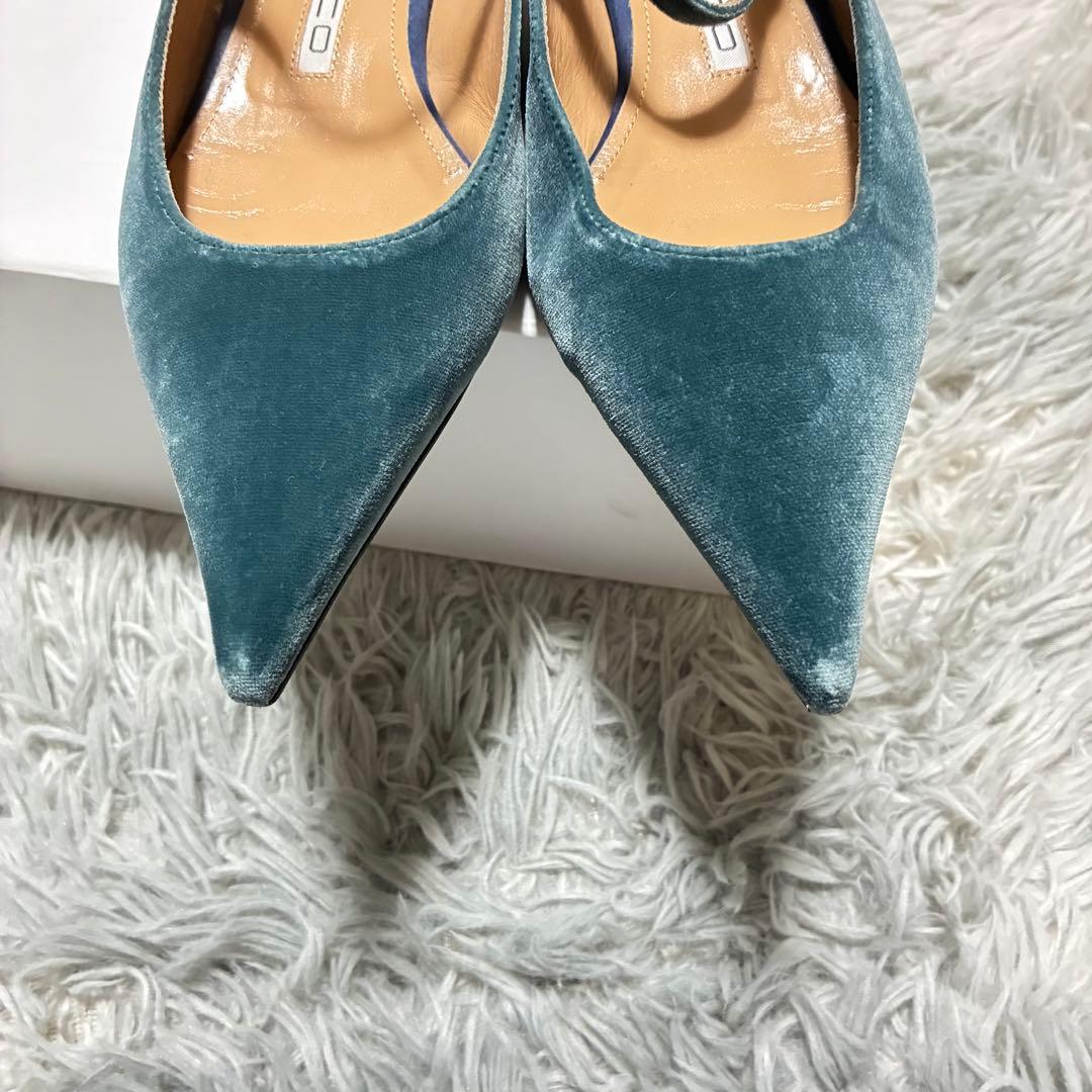 【美品】PELLICO バックスリング パンプス 青 38〈定価64,900円〉