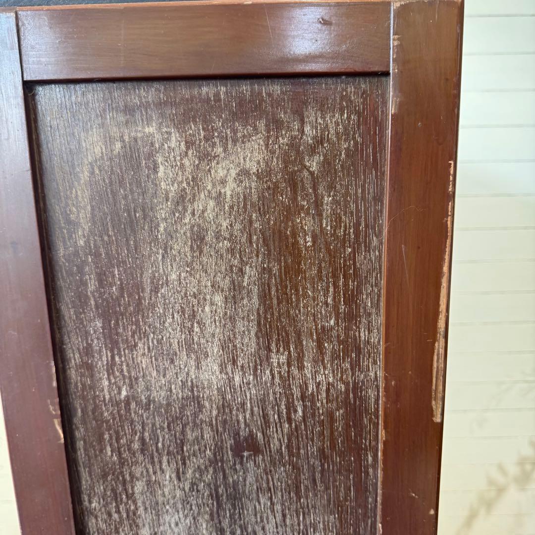 昭和レトロ　ヴィンテージ　波ガラスが素敵な木製キャビネット　本棚　食器棚　収納