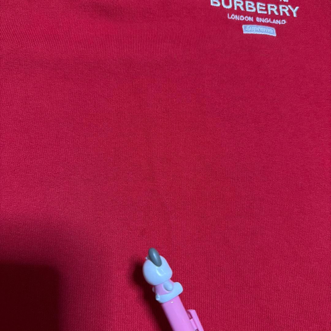 22ss Supreme BURBERRY Rugby ラガーシャツ　L 赤