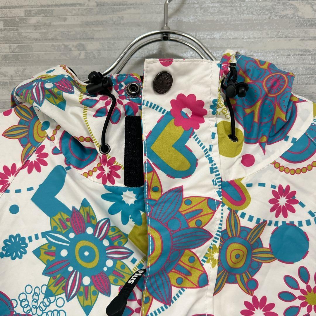 ネオプラス✨スノーボード ジャケット 花柄 Mサイズ 白　ウィンター　スポーツ