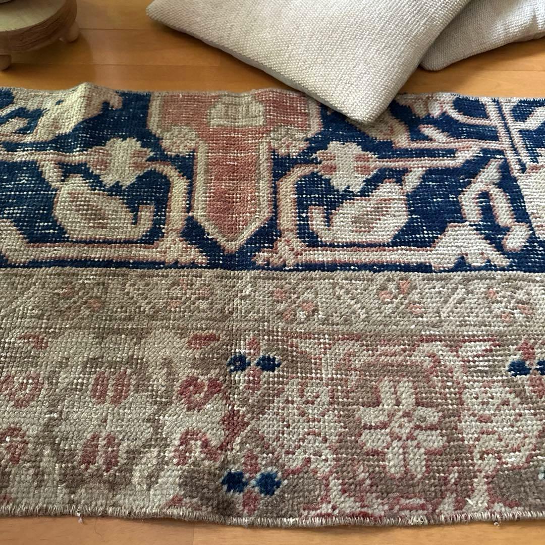 専用　48×124優しいベージュ深みあるネイビー　ボタニカル　トルコヴィンテージ