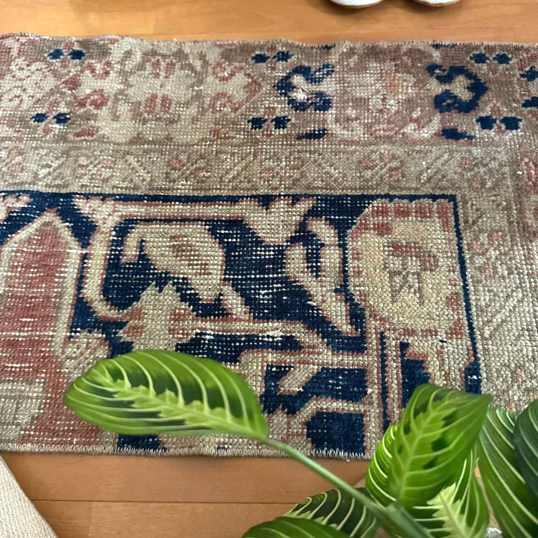 専用　48×124優しいベージュ深みあるネイビー　ボタニカル　トルコヴィンテージ