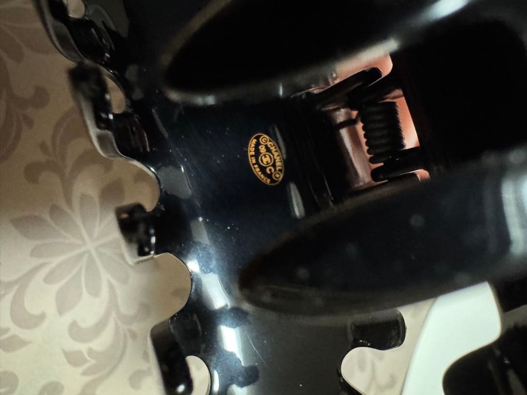 正規品‪☆シャネルヘアクリップ 付属品完備 髪留め バレッタシュシュ 黒 スワロ