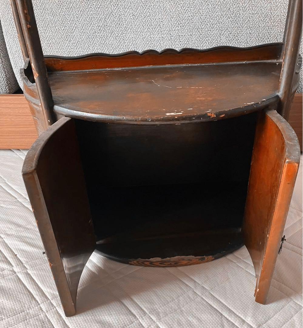 骨董品　唐木家具本花梨 総無垢 茶棚 茶道具 飾棚 彫刻 透かし彫り 煎茶道具