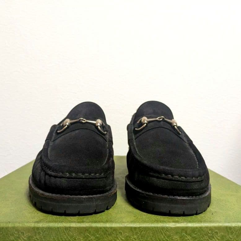 マカン　GUCCI　ホースビットローファー　スエード　黒　41 1/2