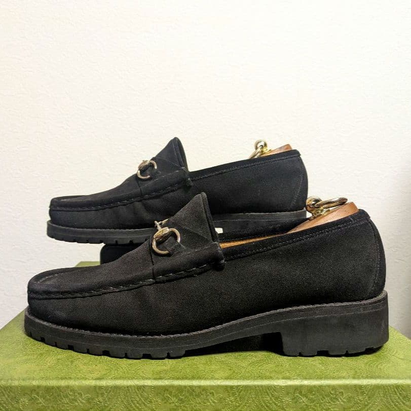 マカン　GUCCI　ホースビットローファー　スエード　黒　41 1/2