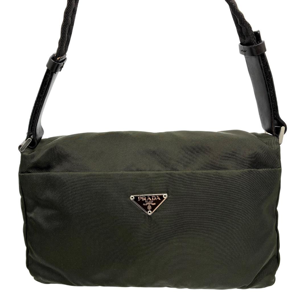 美品 PRADA プラダ ナイロン ショルダーバッグ カーキ A1359B1
