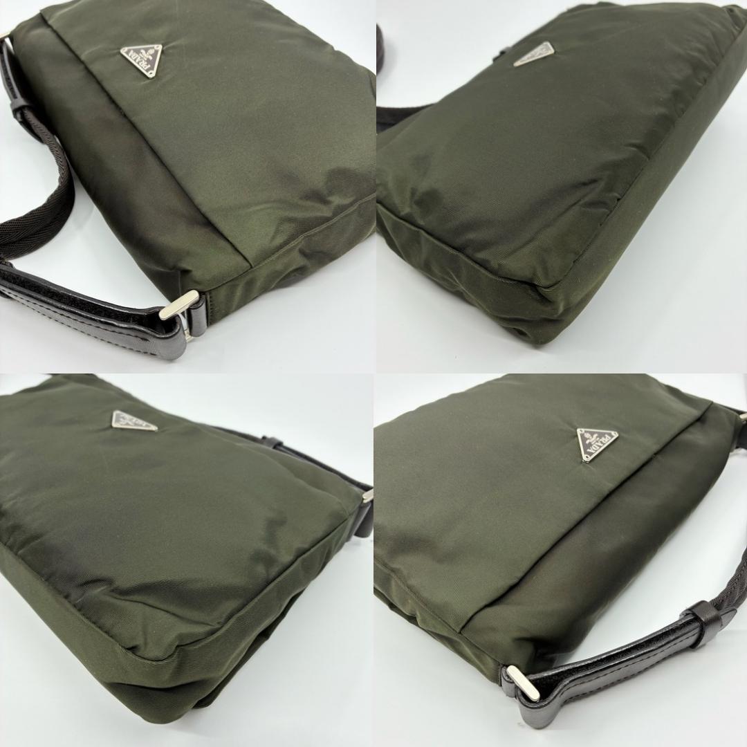 美品 PRADA プラダ ナイロン ショルダーバッグ カーキ A1359B1