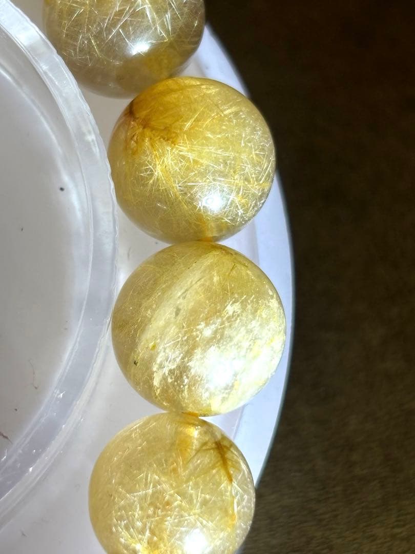 【新入荷】ゴールドルチルクォーツブレス11.8〜12.8㎜（新品未使用）ミチミチ