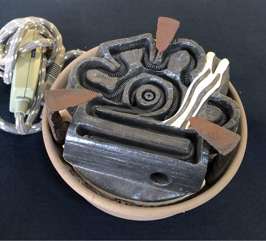 《R》茶道具 野々田式 炭型電熱器 底瓦付 炭型ヒーター 1f