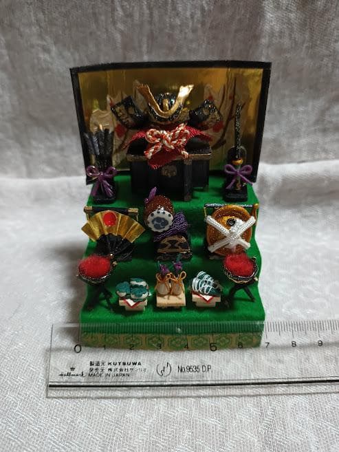 ミニチュア　ハンドメイド　五月人形三段飾り＋小物三点セット
